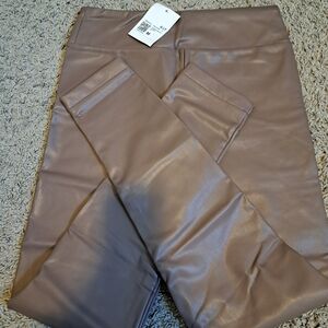 Faux leather high rise leggings